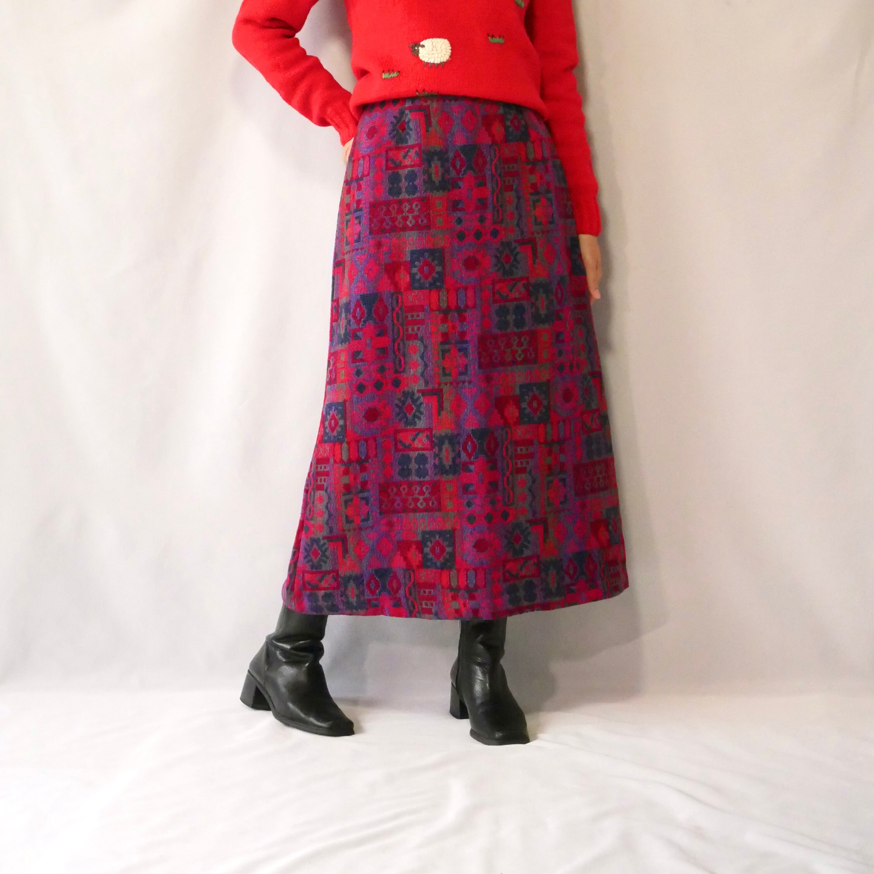 80s vintage beige×orange long coat 80年代 ベージュ オレンジ袖口