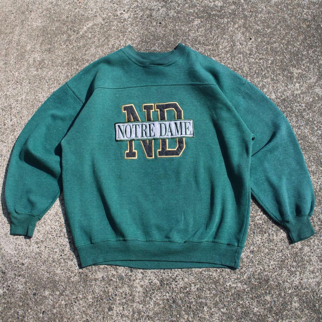 【Lサイズ】00's ノートルダム大学 フェルト生地×刺繍 ビッグシルエット 古着 スウェット 野暮ったさ〇