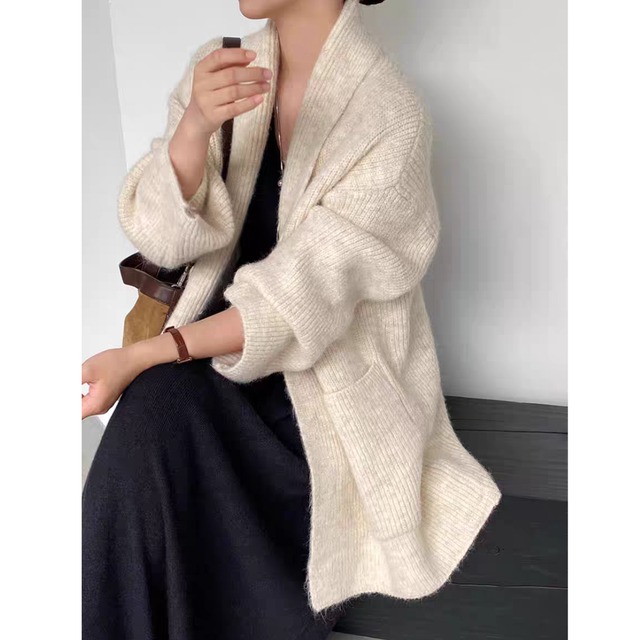 シャギーニットロングカーディガン　0287