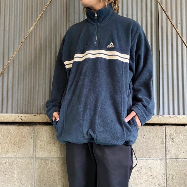 90年代 ビンテージ アディダス ハーフジップ フリースプルオーバー 