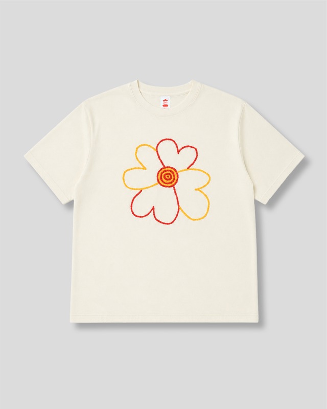 CC "FLOWER with LOVE" HAND EMBROIDERY S/S TEE  NATURAL