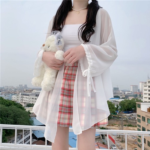 ✞ レースソリッド カラーシフォンカーディガンジャケット ランタンスリーブ ソリッドカラー ✞ゴスロリ SM ミリ 甘ロリ クラロリ 和ロリ エレガント 黒ロリ 姫ロリ 華ロリ BB-BB1328564