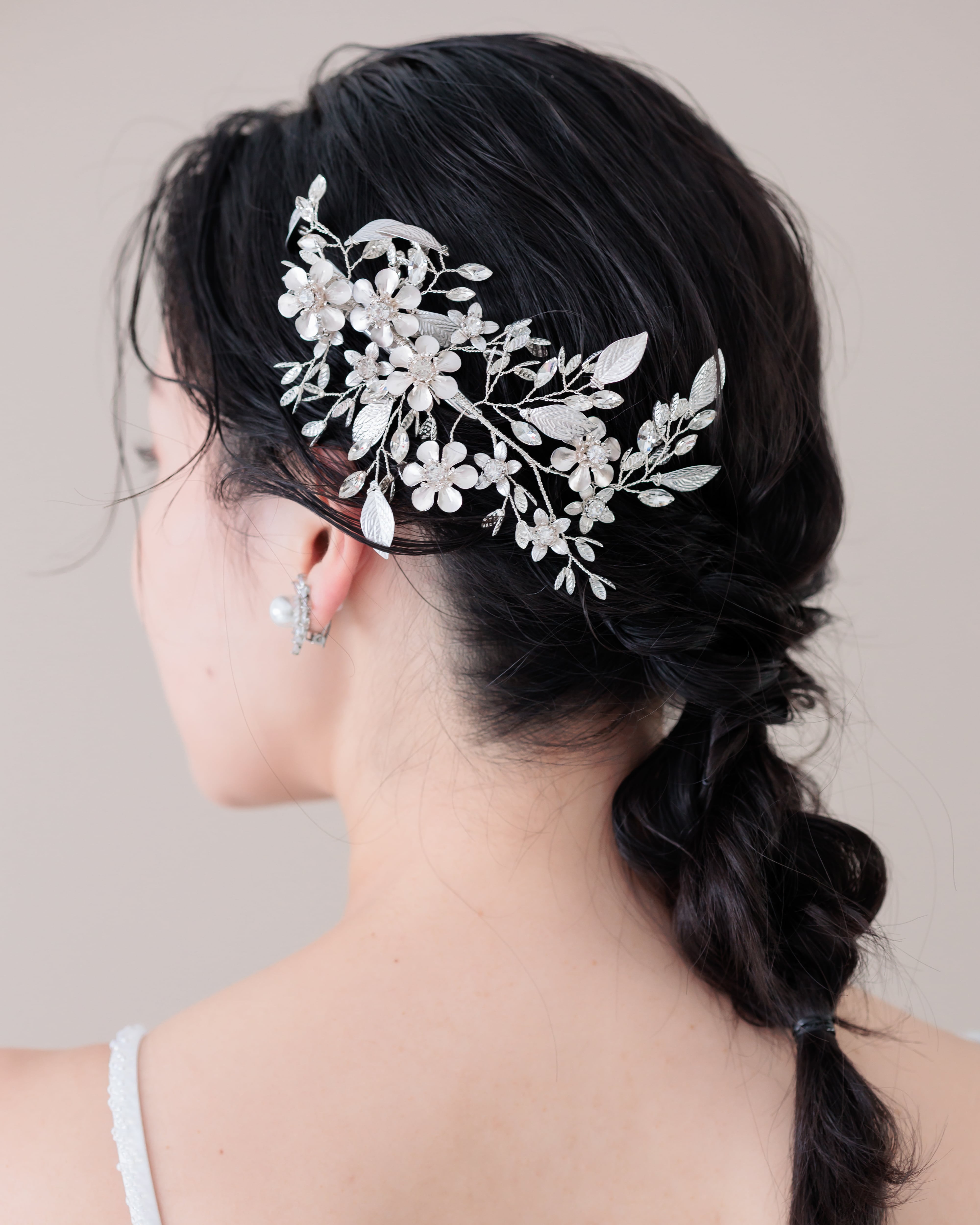 シルバー&天然石　ヘッドドレス　ネックレス　コサージュ ジルコニア・クリスタルヘッドドレス | ブライダルアクセサリー