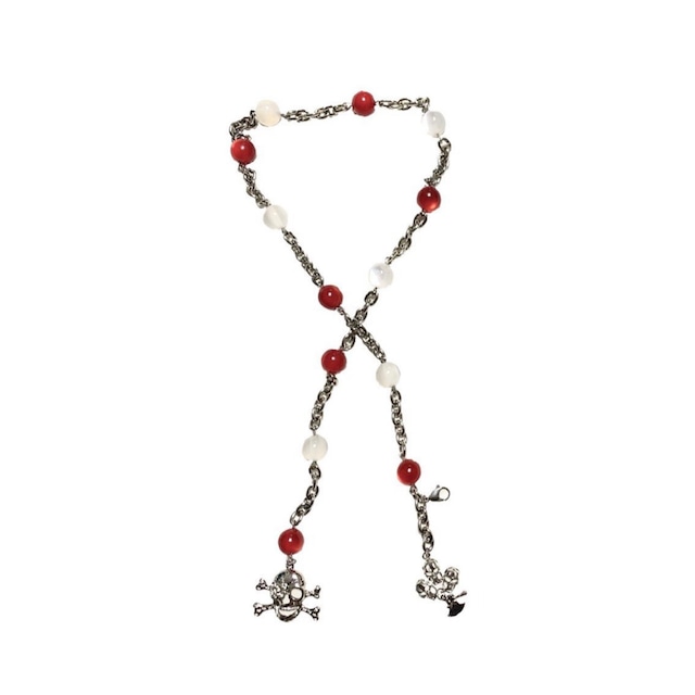 【WrongSolution】 Cross Skull necklace belt red