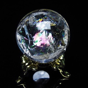 アイリスクォーツ 水晶 丸玉 虹入り 27mm 水晶玉 置物 スフィア 141-6940