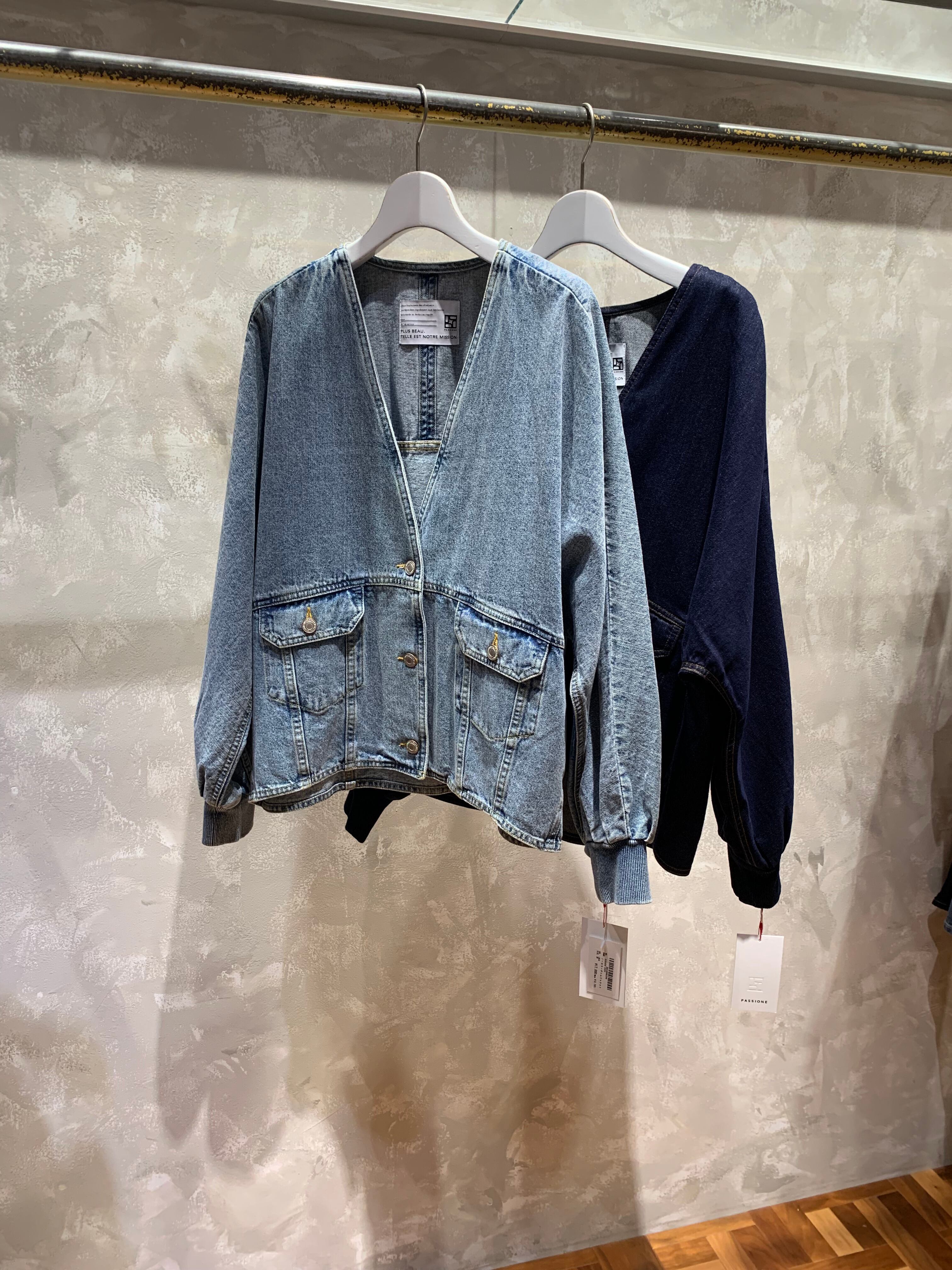 PASSIONE】ノーカラーデニムジャケット | LASHIC