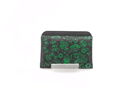 単札入　黒/緑　宝尽くし柄