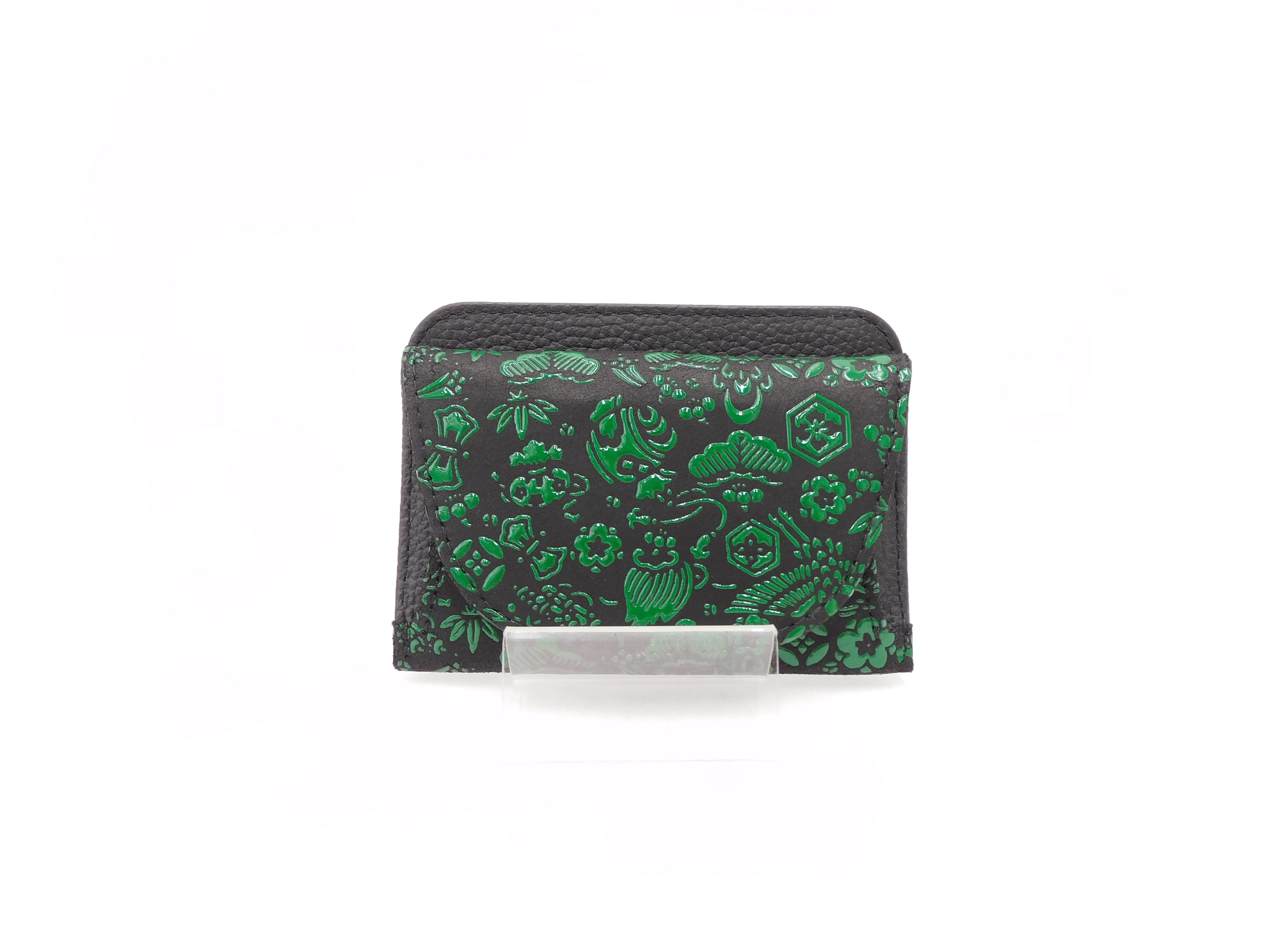 単札入 黒/緑 宝尽くし柄