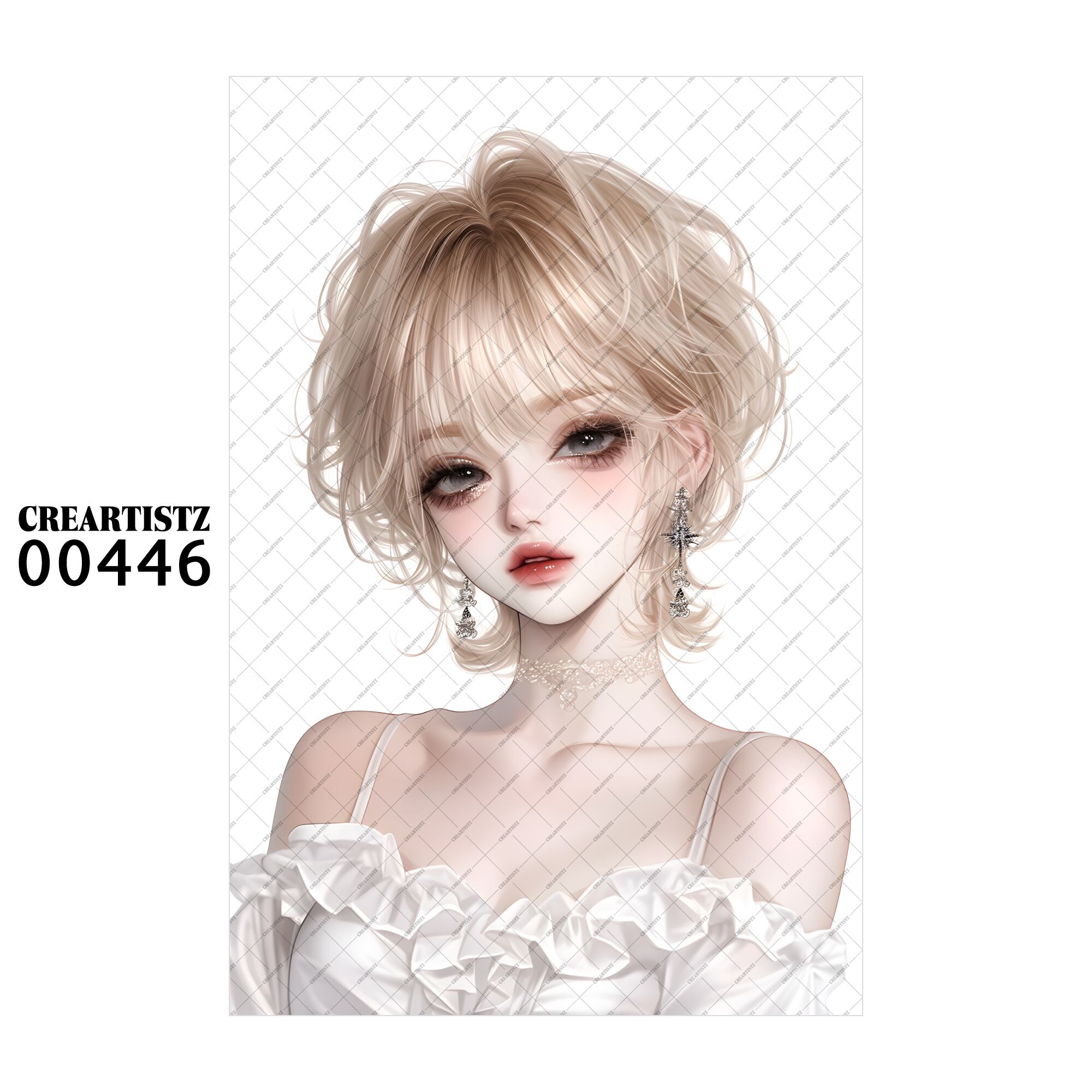 00446 ガール キュート オリジナル ペーパー/ステッカー 4枚セット CREARTISTZ