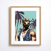 California Love Ⅱ｜2Pacをオマージュしたウェストコーストアート｜ヒップホップ好き必見の一点｜額縁付きA3ポスター