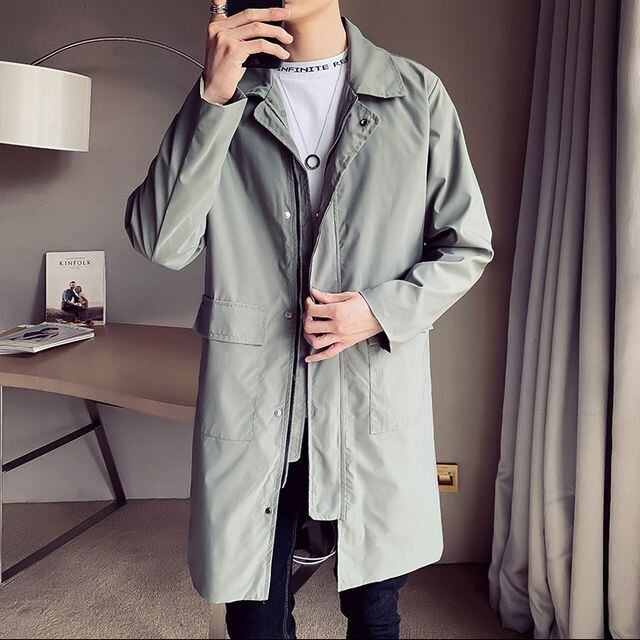 【予約販売】 コート メンズ アウター ミディアム丈 グレー ブラック カジュアル 通勤 ビジネス シック ベーシック 男前 こなれ感 お洒落 韓国 トレンド 春 秋 冬 M/L/XL/2XL