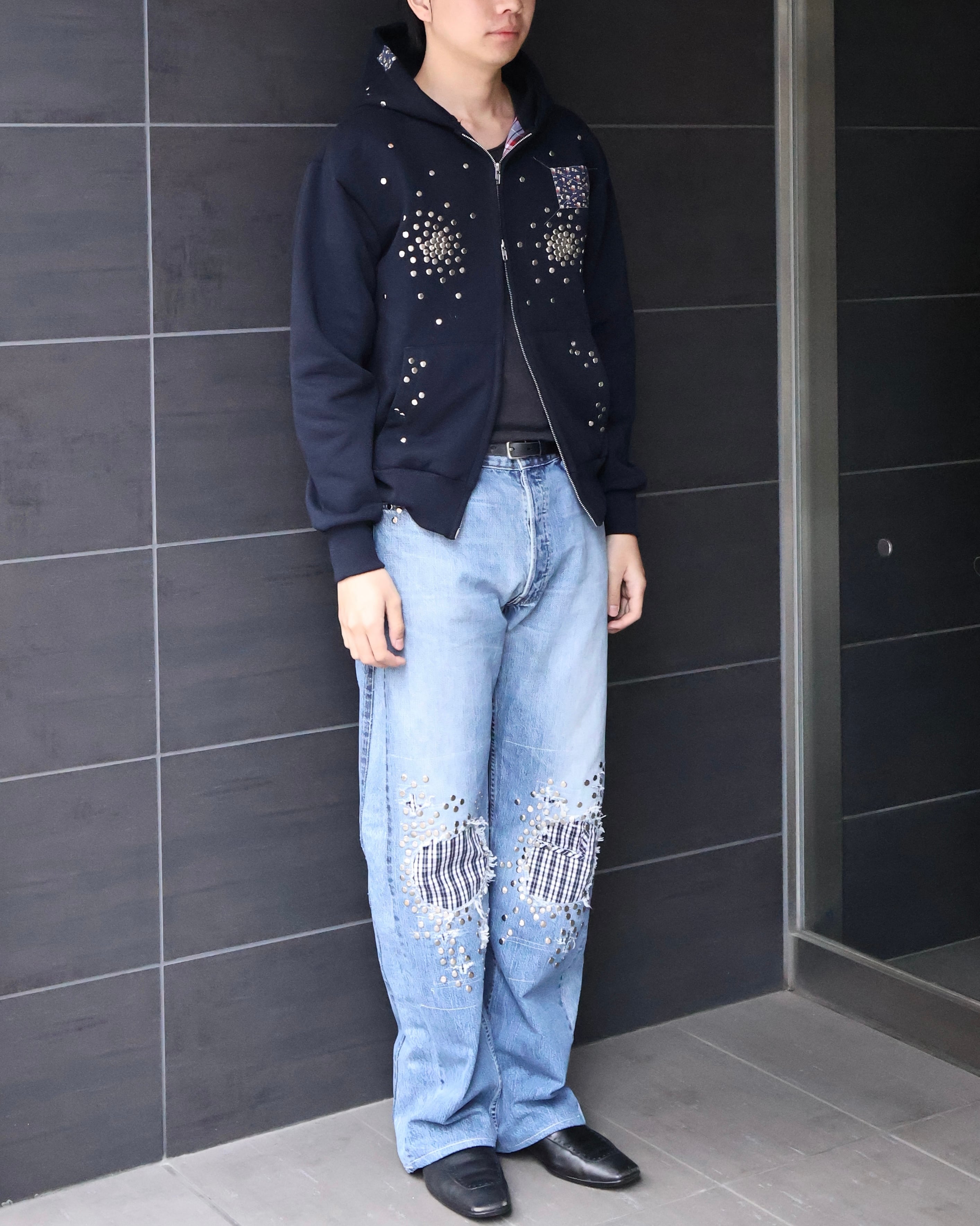 HANNAH CREAK デニム ストレートパンツ スタッズ archive Studded jeans