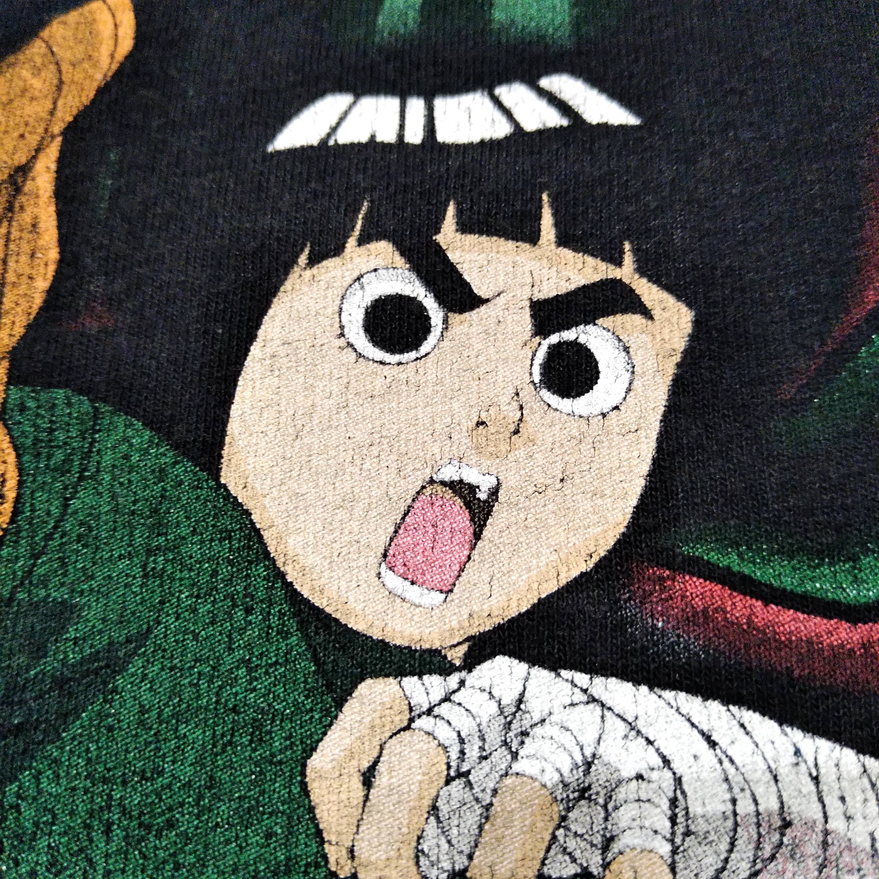 古着 ナルト ヴィンテージ加工Tシャツ Lサイズ 黒 ロック・リー アニメ