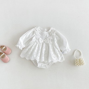 【BABY】蝶結び付きホワイトロンパース
