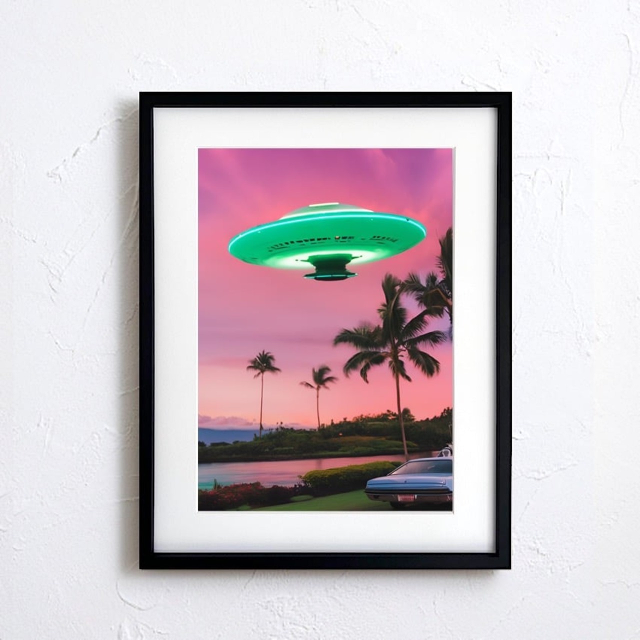 UFO travel|旅するUFOを描いたユニークで神秘的なアートポスター|北欧モダンや遊び心ある空間に映える一枚|日本製A4ポスター