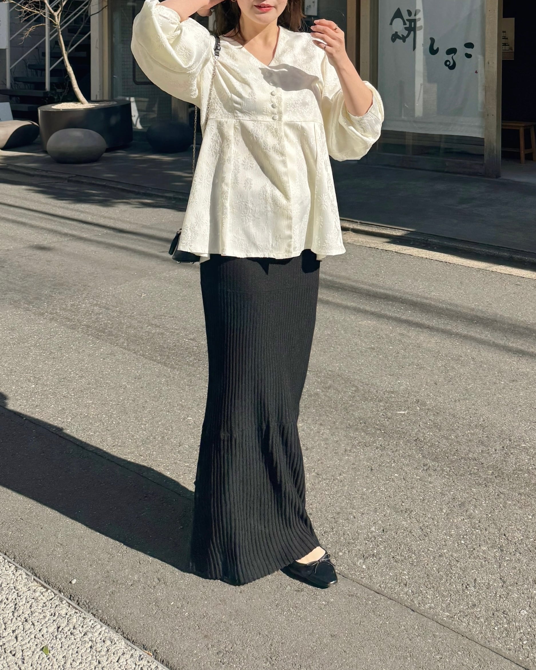 Alumu melton peplum button tops タグ付き