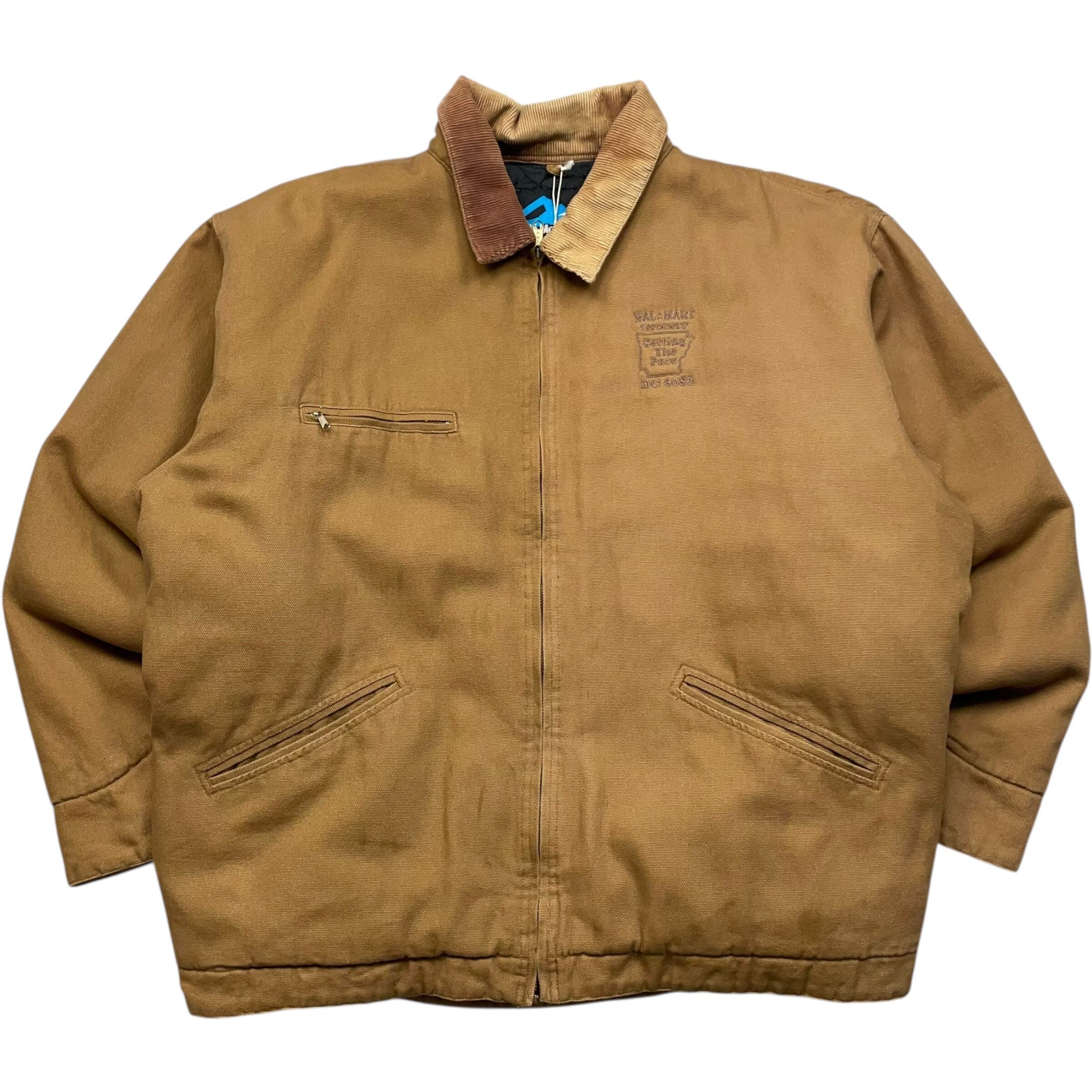 《XXL》Tri Mountain トライマウンテン ダックジャケット 襟コーデュロイ 刺繍ロゴ 裏地キルティング ブラウン no.9544