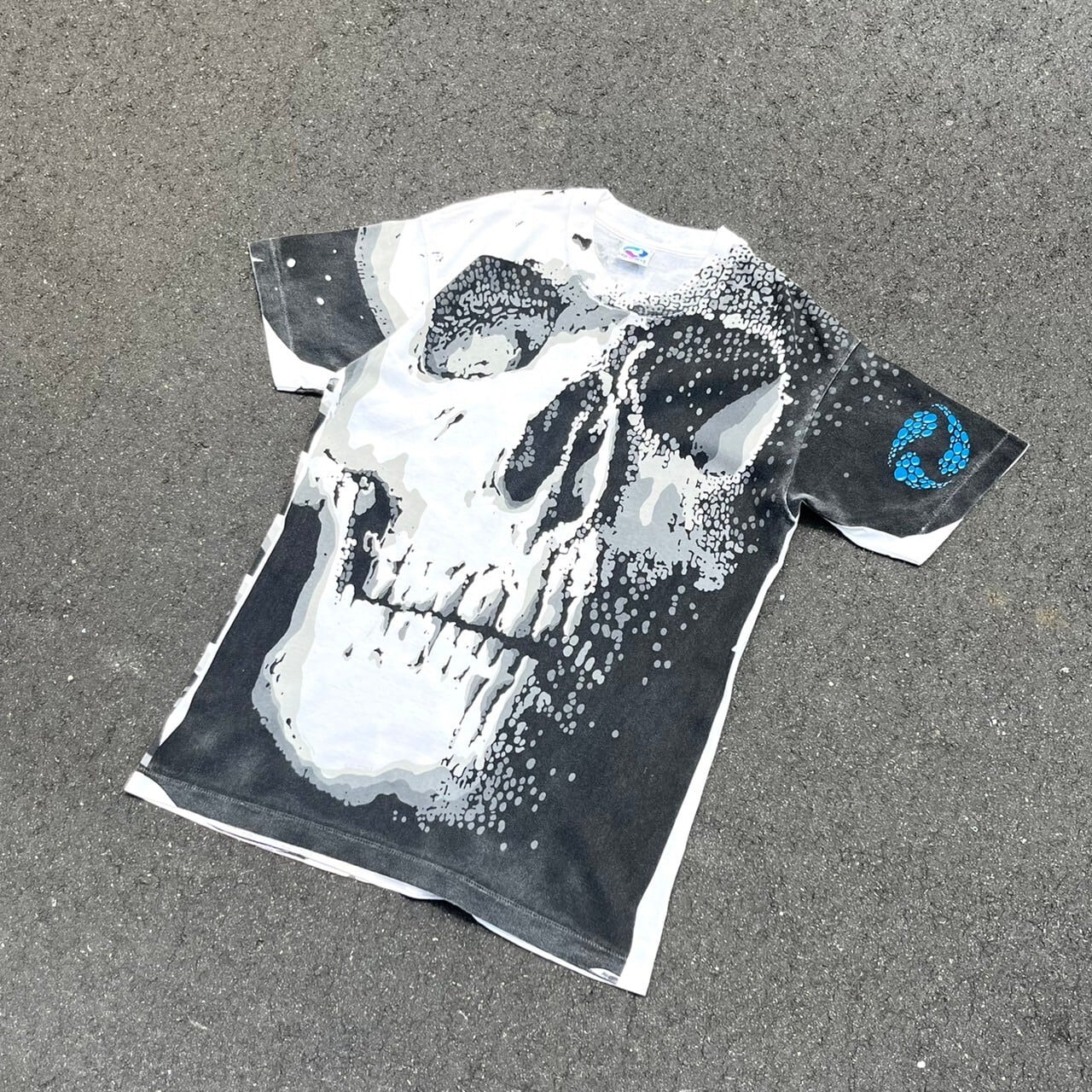 90s(1992) LIQUID BLUE Skull×Bone Total Pattern Print Tee USA製