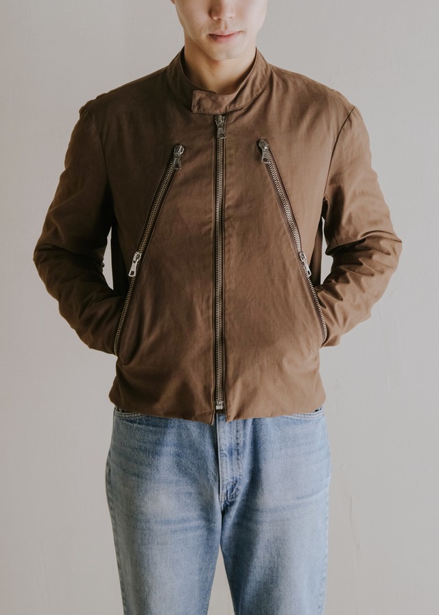 Martin Margiela 03SS coated cotton 5 zip riders jacket