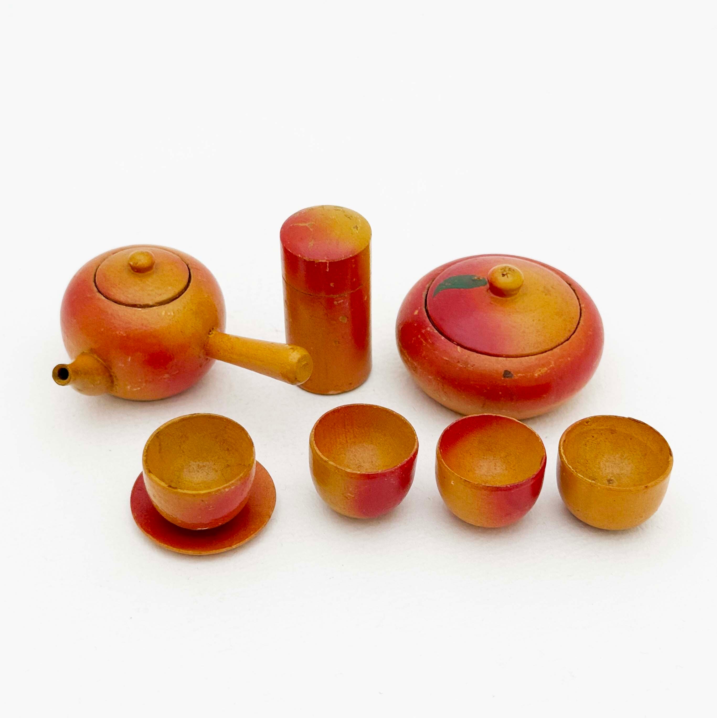 木地玩具 ミニチュアままごとセット（橙）