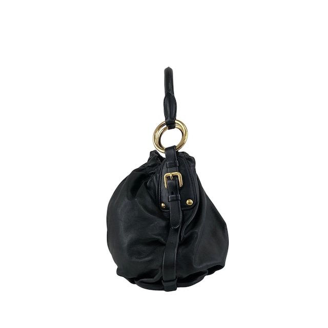 PRADA プラダ ショルダーバッグ ブラック ロゴ レザー ホーボーバッグ vintage ヴィンテージ オールド ay6whk