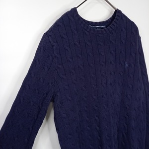ラルフローレン　コットン　ニット　セーター　ケーブル編み　アラン　丸首　90s