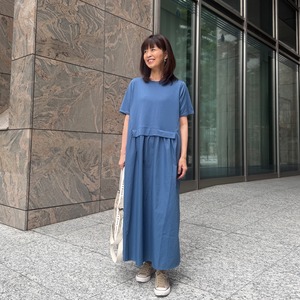 後ろティアード カットソーワンピース