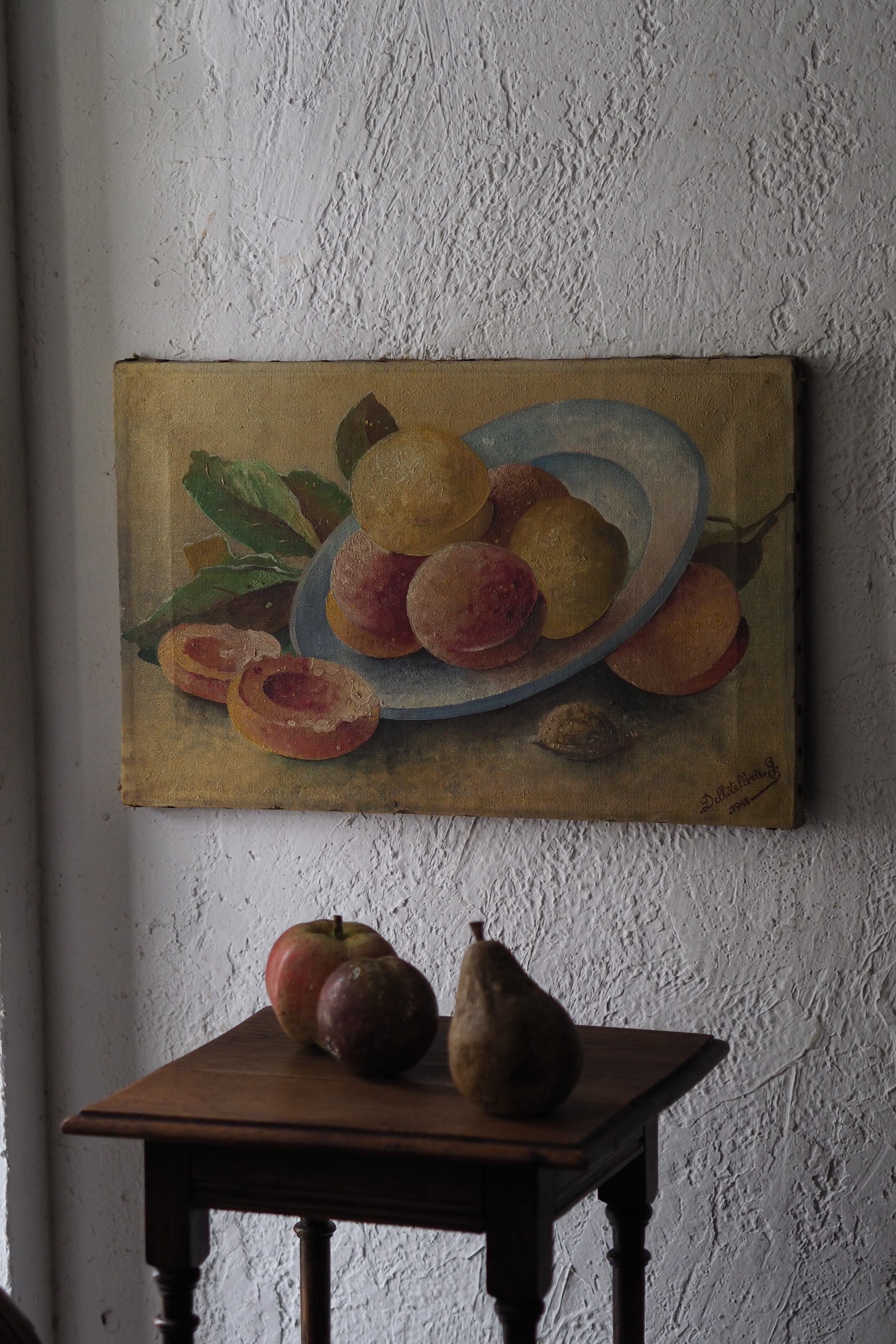 桃を描いた静物画-vintage oil painting | アンティーク.ヴィンテージ