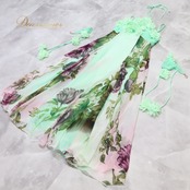 社交ダンス 衣装 タカダンス TAKADANCE ワンピース ドレス 緑 花柄 花 パーティ 発表会 ミント かわいい グリーン系 フラワーデザイン 軽やか フェミニン おしゃれ ダンスドレス 華やか パーティーシーン シンプルエレガント