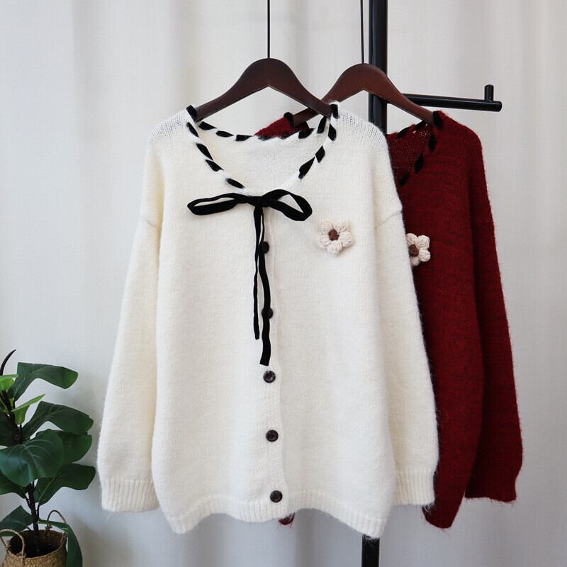 【outer】立体フラワーニットカーデ M27291