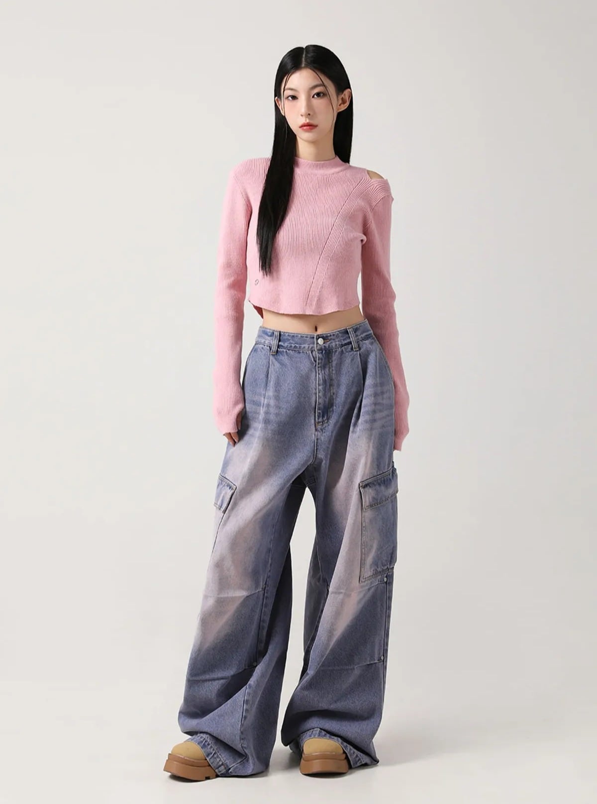 ジュンジュン【nit alcove】ILLIT着用 ドット柄 パンツ ☆ILLIT ミンジュ 着用！！【AVANDRESS】Side Big Cargo Pants VINTAGE