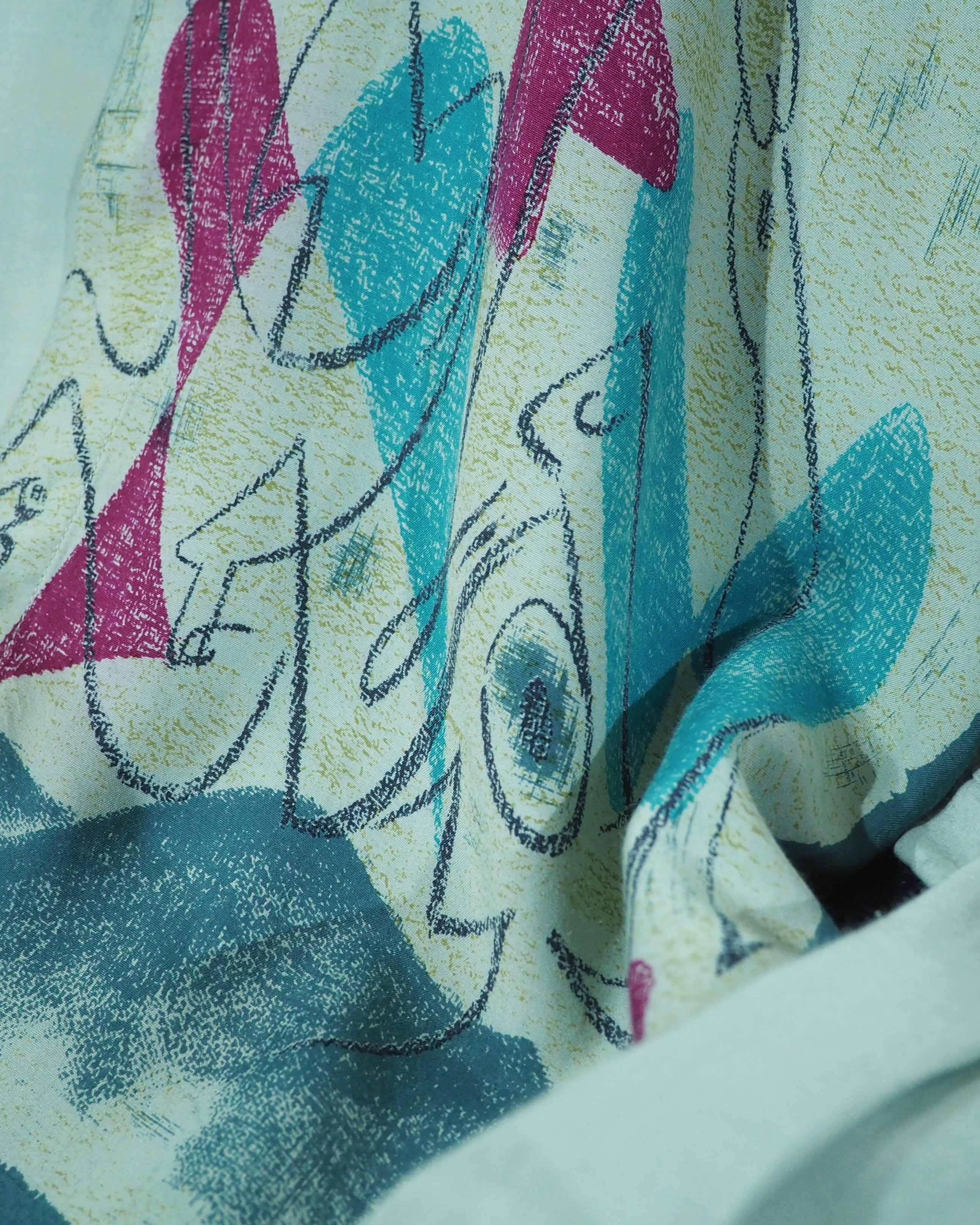 1980 - 90s " NICOLA VERATTI " Abstract Art painting vintage loose Rayon shirt
