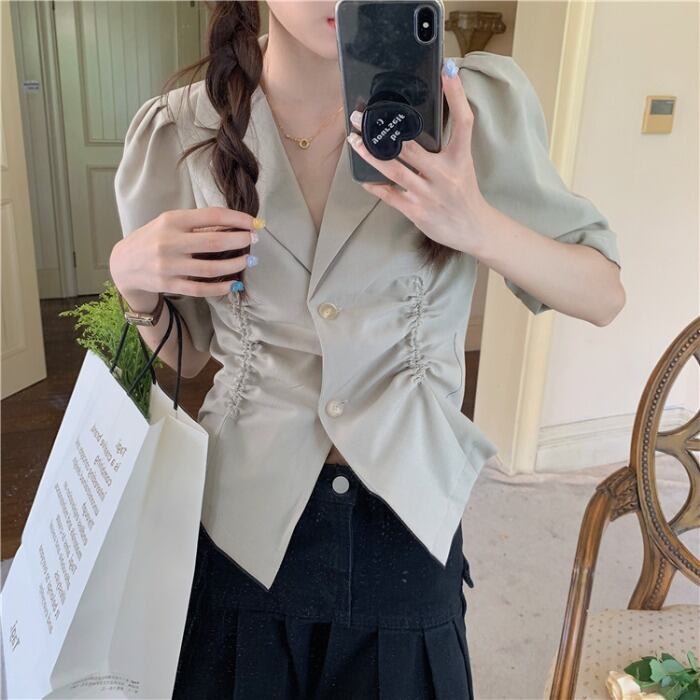 サマースタイルスタンダードブラウス シャツ レディース レトロ 夏物 ドラファッションホール21854397511