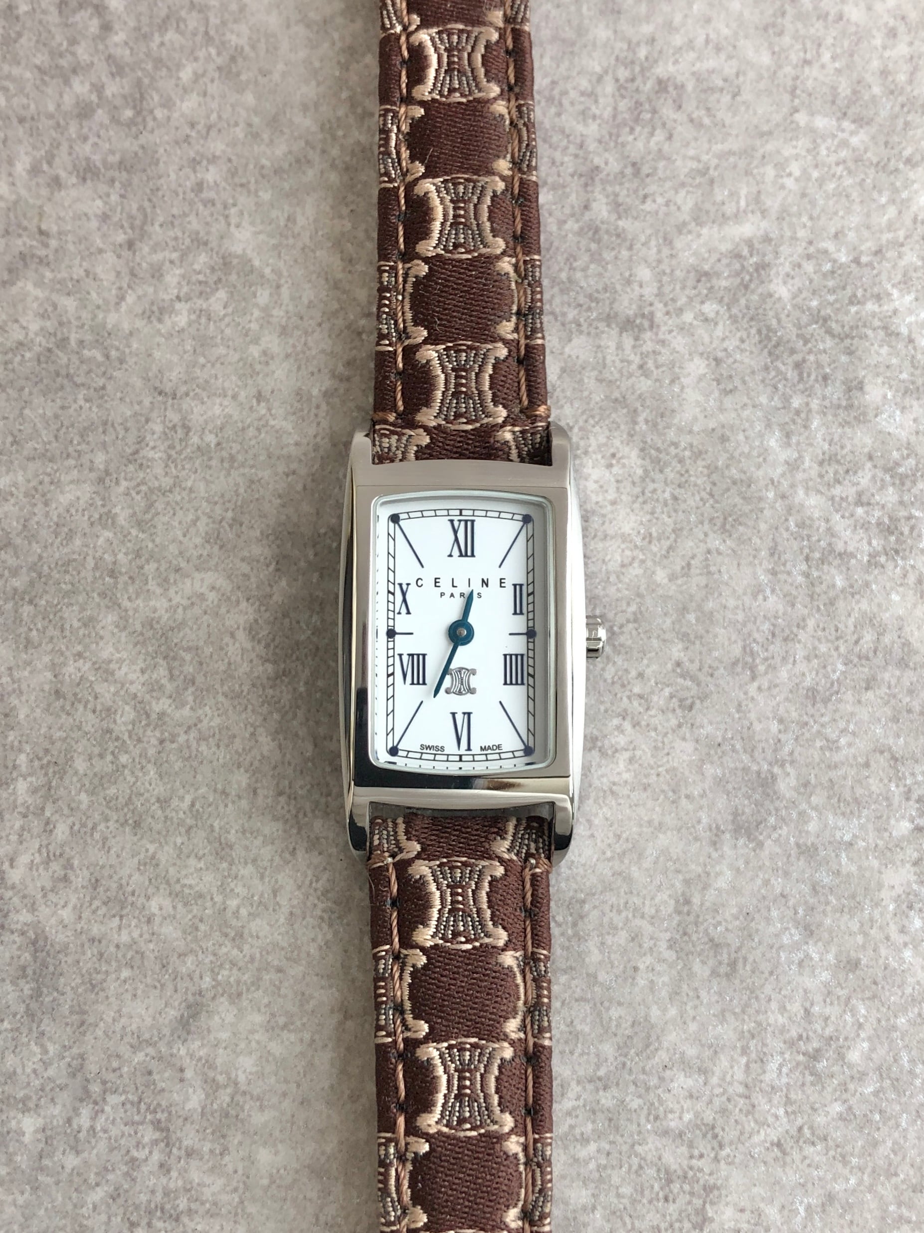 CELINE セリーヌ マカダム 腕時計 シルバー ブラウン ブラゾン