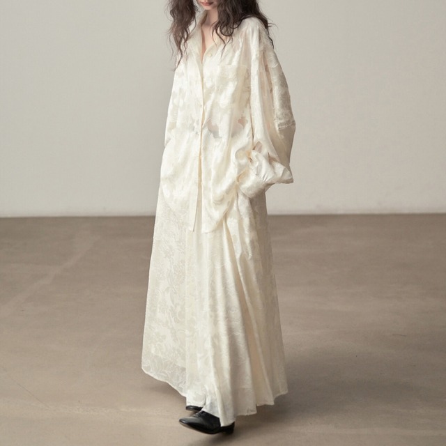 Jacquard sheer oversized shirt C1486