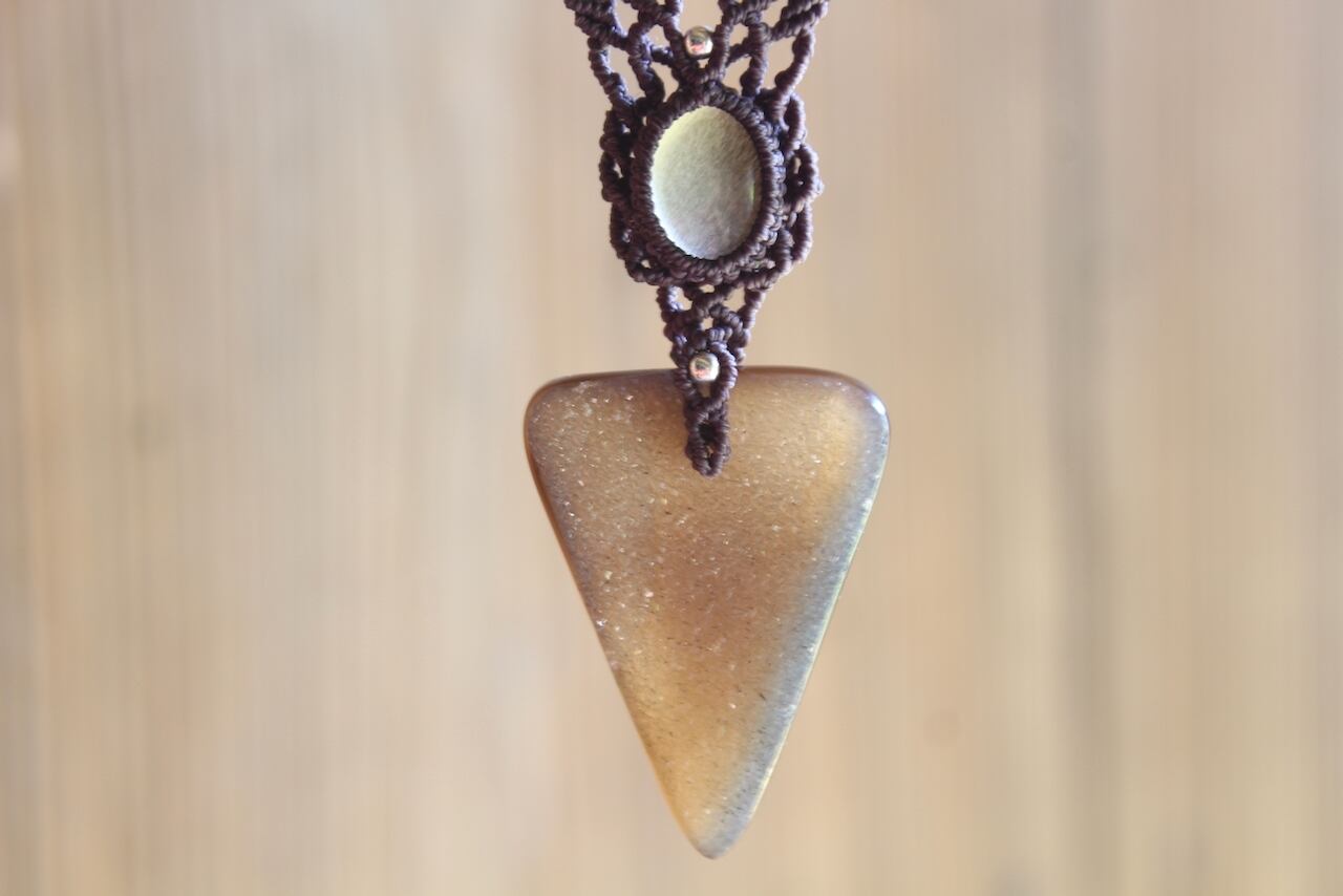 Druzy agate & Black sunstone micro macrame necklace