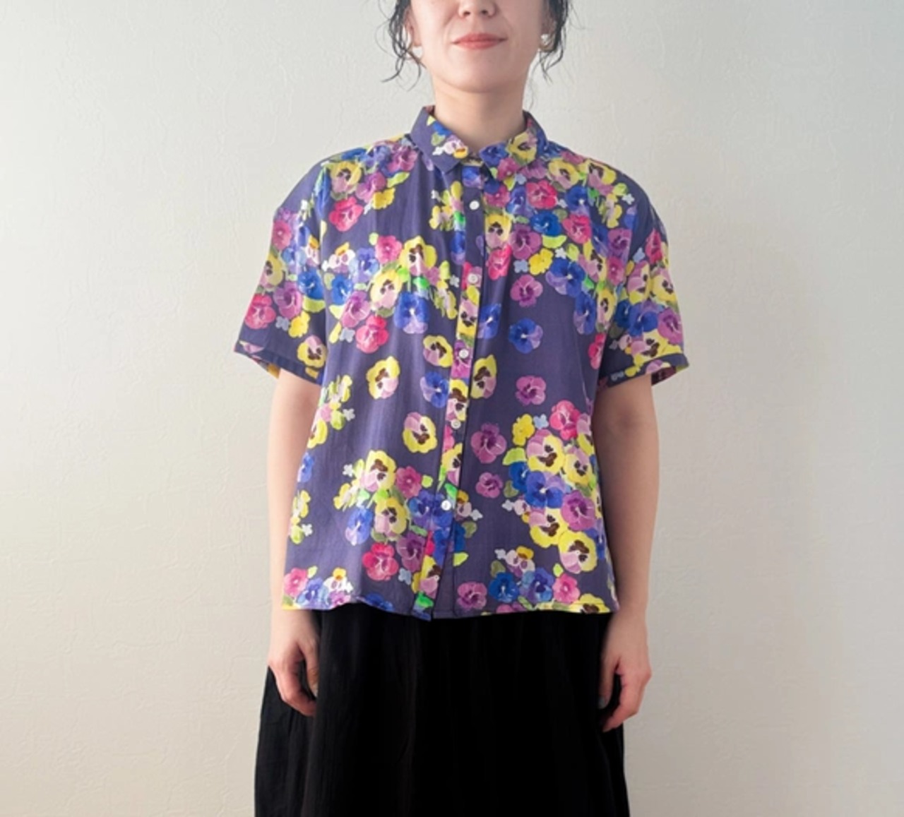 オーガニックコットン半袖ブラウス　パンジー