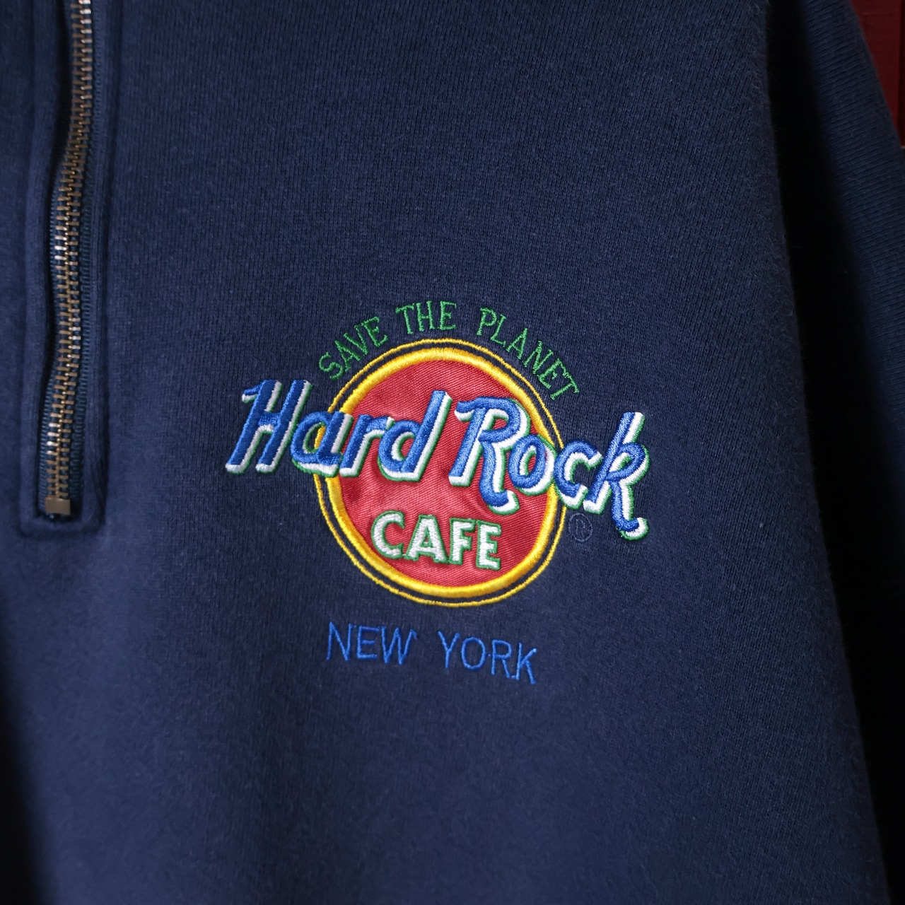 Hard Rock CAFE ハーフジップスウェット ネイビー ワッペン XL