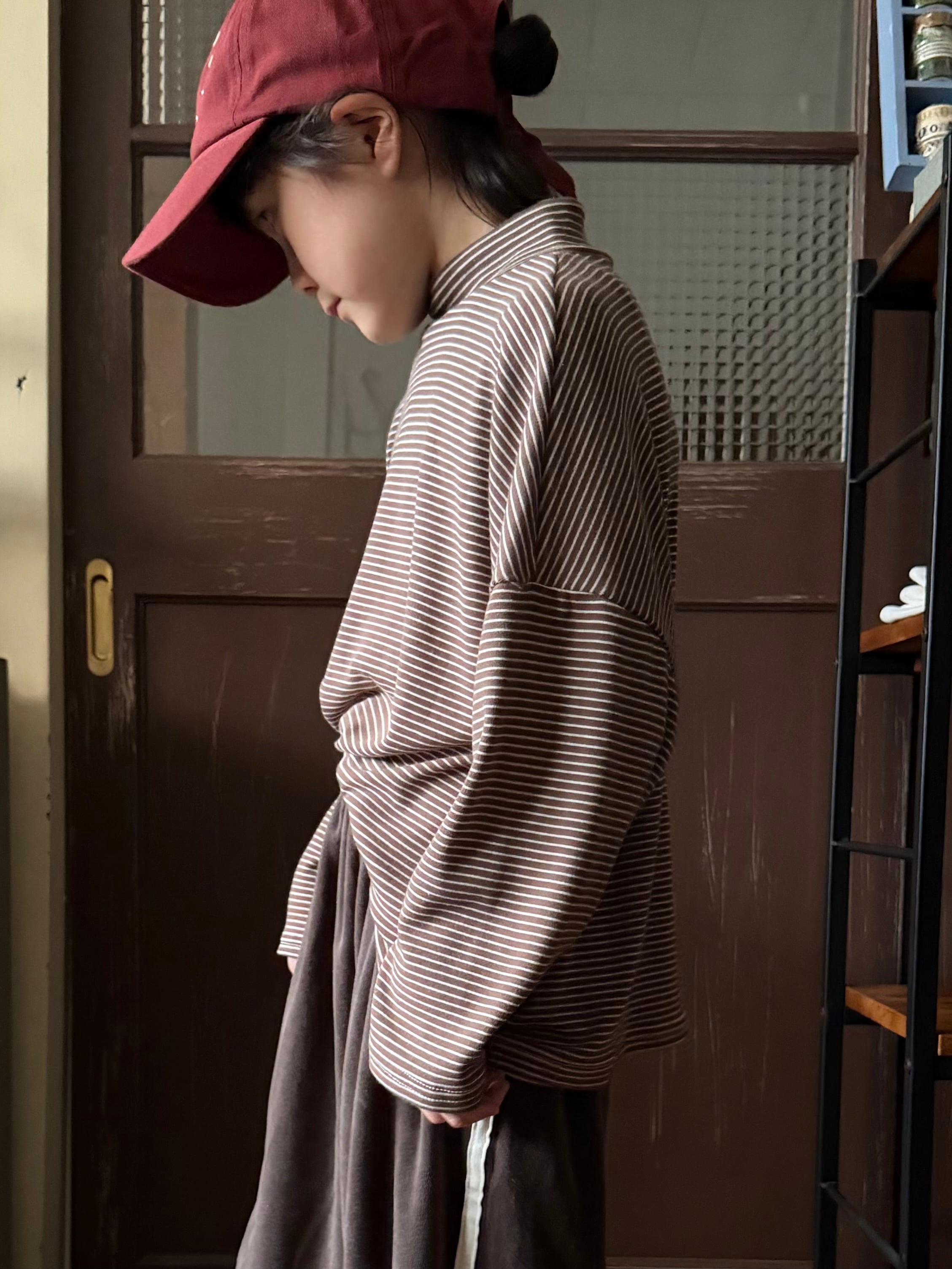 ブラウンボーダー ハイネックロンT(80〜140cm)4491