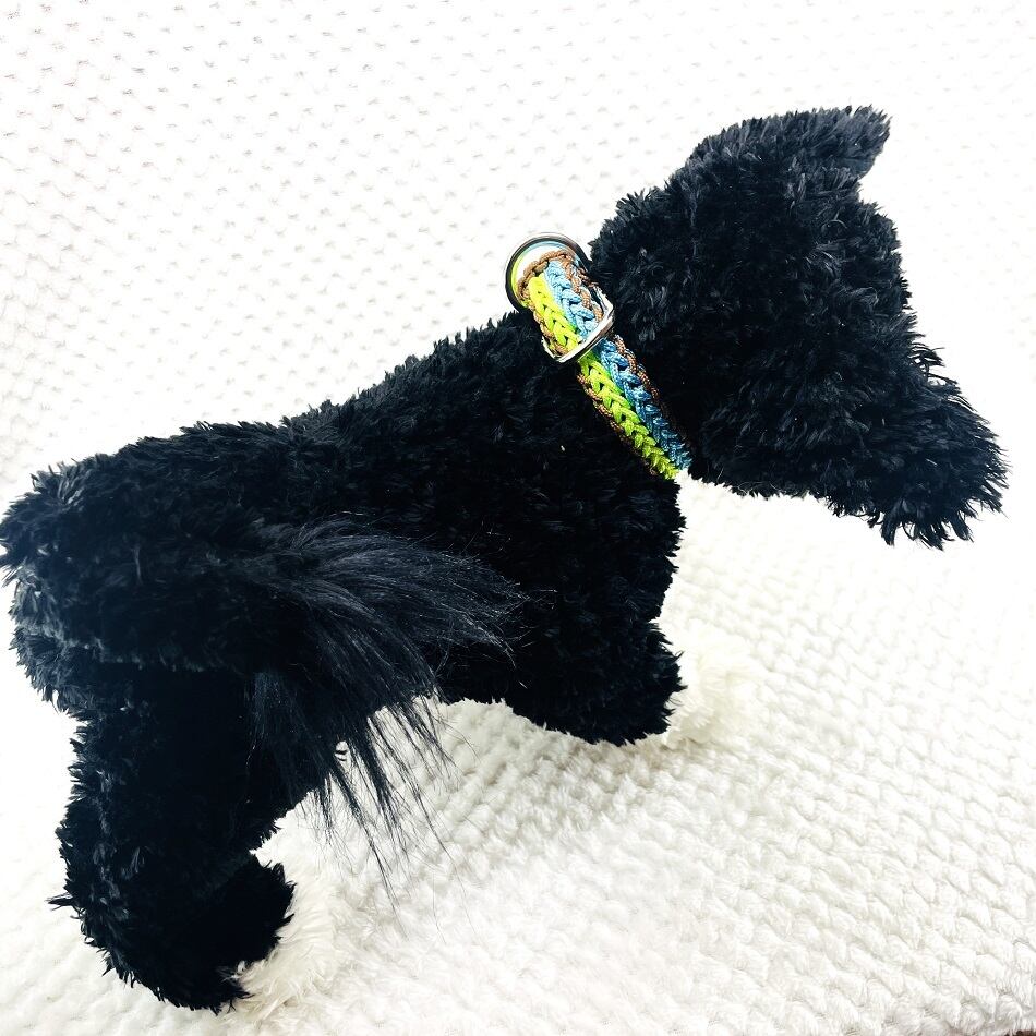 パラコード編み＃256 春色ライトグリーン＆ブルー小型犬首輪 | 犬猫の