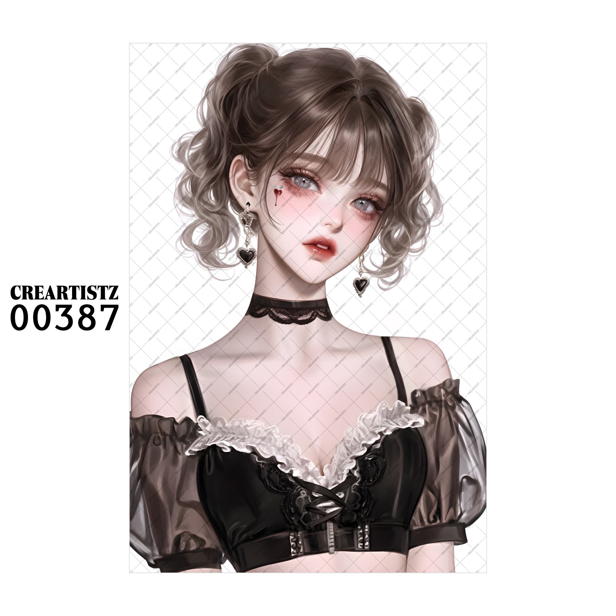 00387 ガール キュート オリジナル ペーパー/ステッカー 4枚セット CREARTISTZ