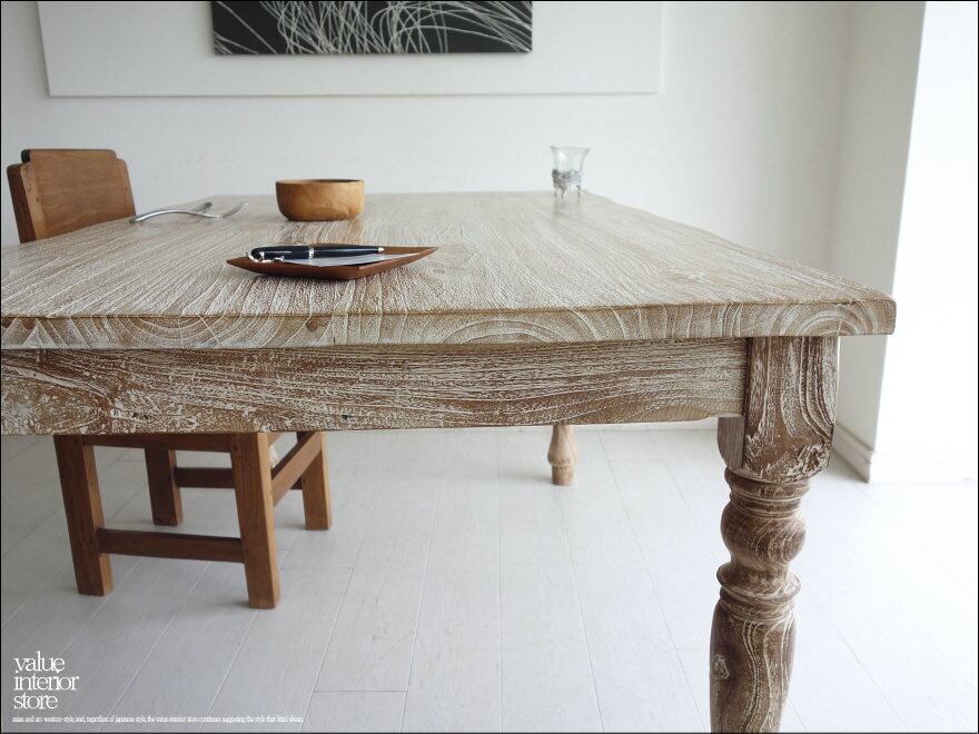 オールドチーク総無垢材 カフェテーブルLW ダイニングテーブル 机 デスク 天然木 木製 ナチュラル 銘木 総無垢 送料無料 幅90cm×奥90cm オールドチーク無垢材 ダイニングテーブルSlenWW 食卓テーブル 無垢材