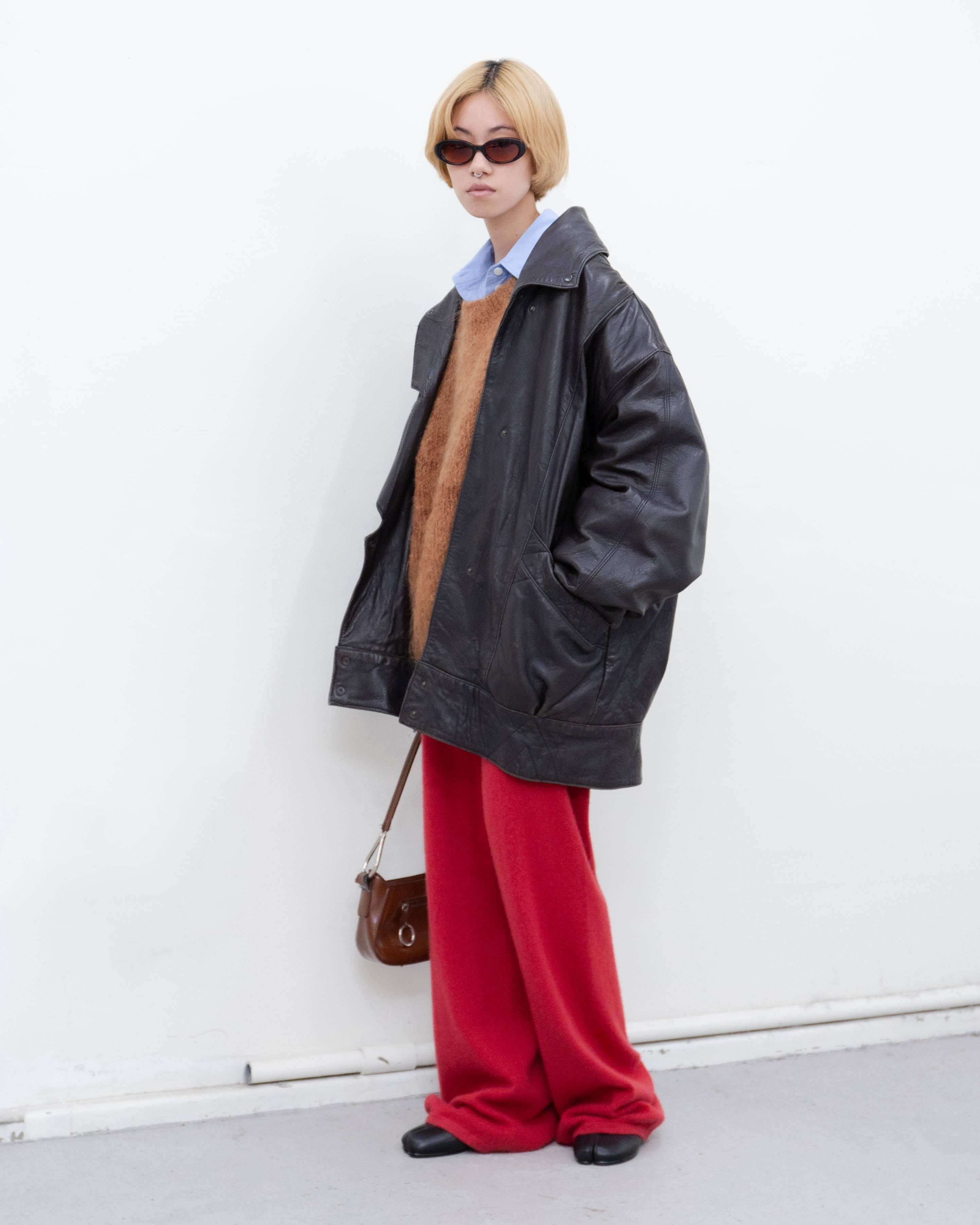 1980s scallop placket wide leather jacket | LUIK FINN