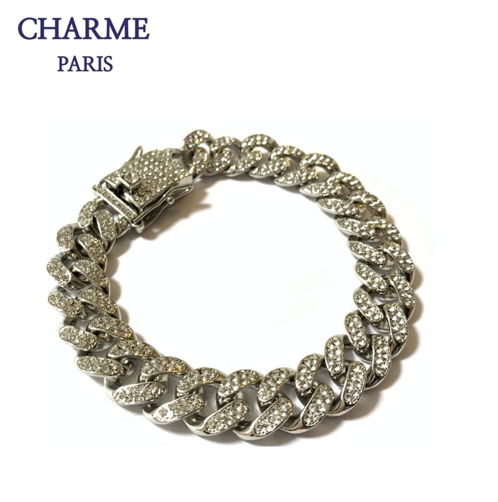 white gold coating cz diamond chain bracelet