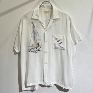 60s Richman Brothers S/S Shirt 60年代 リッチマンブラザーズ 半袖シャツ 開襟 レーヨン 白 L