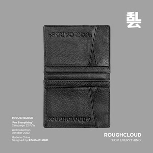 ROUGHCLOUD 2つ折りブラックレザーカードホルダー