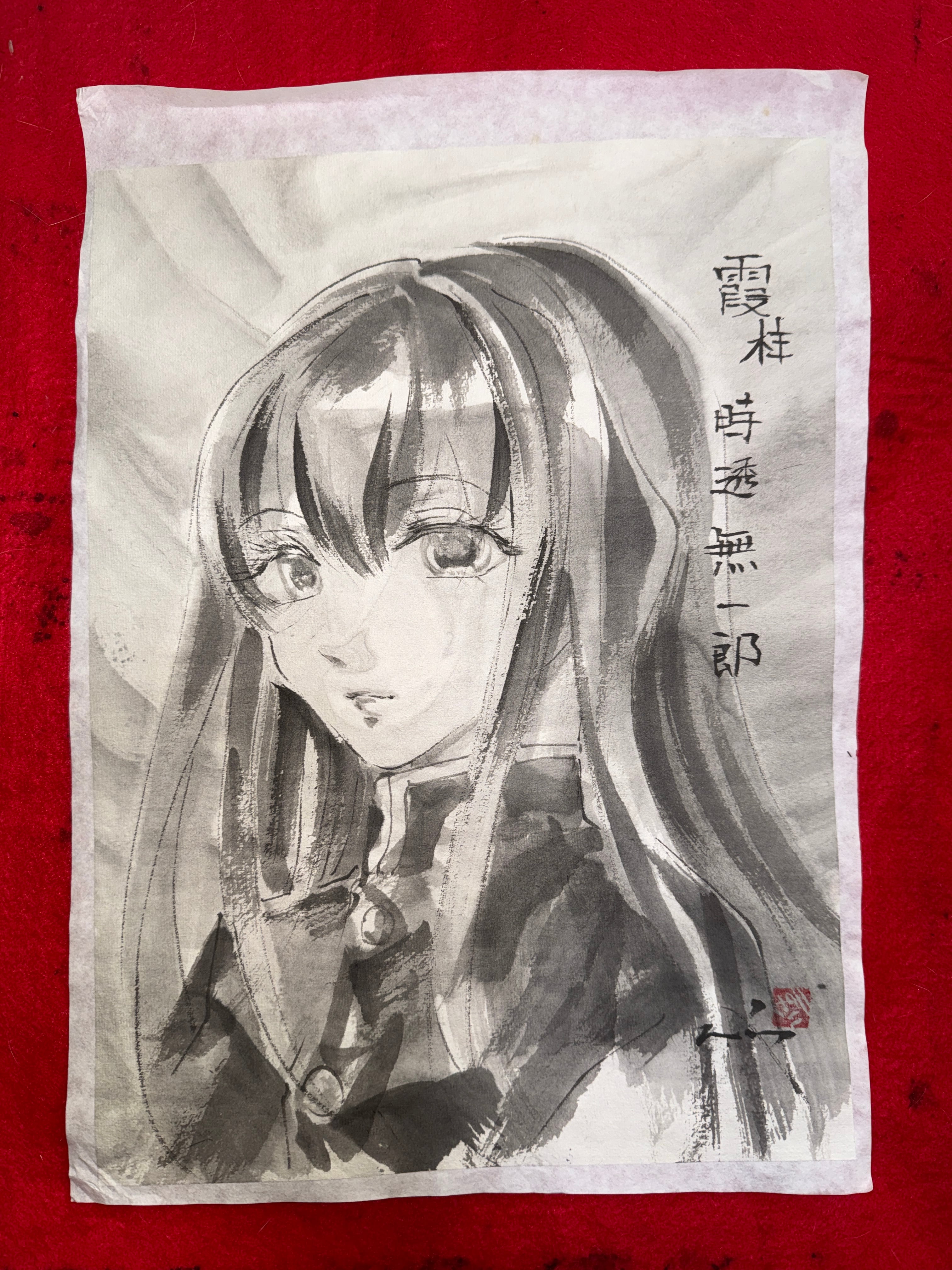 美人画 肉筆画 墨絵 水墨画 原画 現品限り #手 #花 | Pay ID