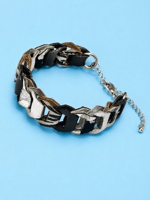 受注生産[松浦志穂×OMNES] Leather Chain Bracelet BLACK
