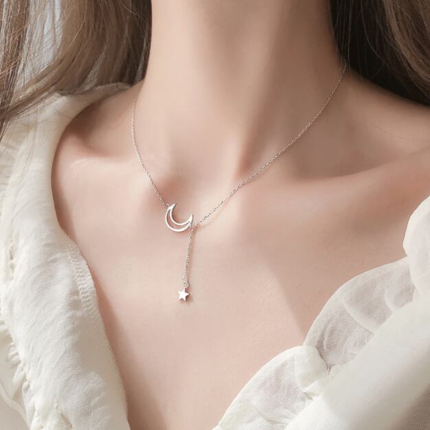 Accessory Moon Star アクセサリー ネックレス ペンダント 小物 月モチーフ ムーン 星モチーフ スター シルバー925 揺れる 大人 可愛い シンプル きれいめ 上品 デイリー お出かけ デート お呼ばれ パーティー プレゼント ギフト オールシーズン レディース Sea Sign Post