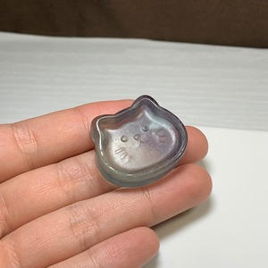 25.可愛い猫顔☆フローライト猫皿